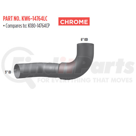 KW6-14764LC by GRAND ROCK - SPX 6" K/W EXHAUST PART CHROME