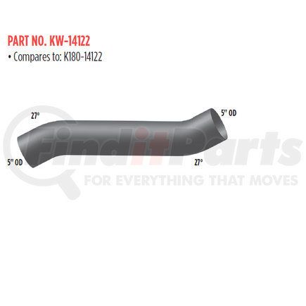 KW-14122 by GRAND ROCK - Exhaust Elbow - Aluminized, 5" ID, 5" OD, Double 27 Degree Bends