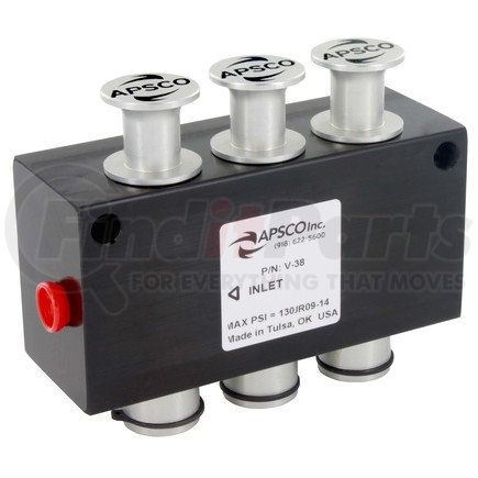 APSCO V-38 Multi-Purpose Hydraulic Control Valve Air Control Valve - 4-Way Push-Pull, 2-Position, Triple Spool, Double Acting