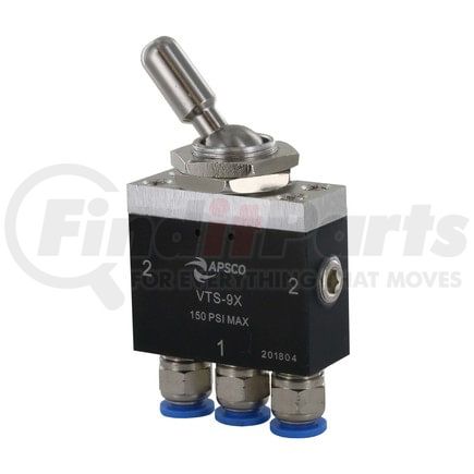 VTS-9X by APSCO - Air Brake Toggle Control Valve - 4-Way, 3-Position, FD/N/FD, 3/4" Bulkhead