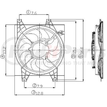 Global Parts Distributors 2811395 Engine Cooling Fan Assembly gpd Electric Cooling Fan 2811395