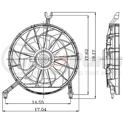 Global Parts Distributors 2811467 Engine Cooling Fan Assembly gpd Electric Cooling Fan 2811467