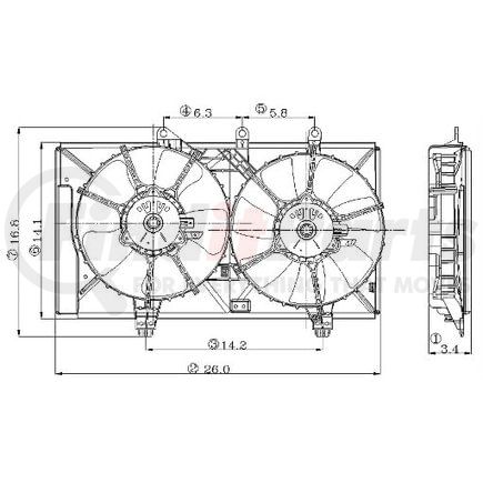 Global Parts Distributors 2811541 Engine Cooling Fan Assembly gpd Electric Cooling Fan 2811541