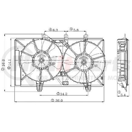 Global Parts Distributors 2811540 Engine Cooling Fan Assembly gpd Electric Cooling Fan 2811540