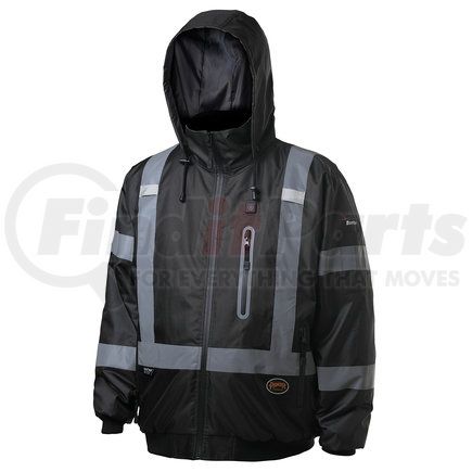 V1210170U-2XL by PIONEER SAFETY - Hi-Vis Heated Bomber Jacket - Black, 2XL