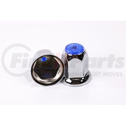 CN33FB by POWER PRODUCTS - Lug Nut Cover - Chrome 33 mm w/ Flange - Blue Reflector