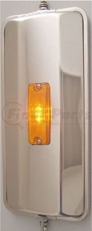 20381 by CHAM-CAL - Open Road 7"x 16" OEM Heated & LED Lighted West Coast Mirror, Stainless Steel