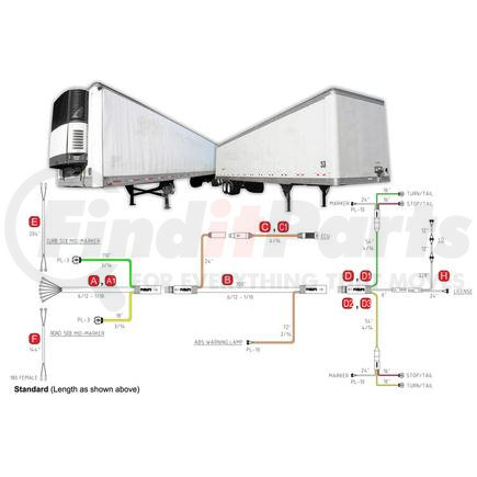 34-4030-1 by PHILLIPS INDUSTRIES - Trailer Harness - 2-Lamp rear sill harness, with 3 stop-turn-tail, standard pigtails