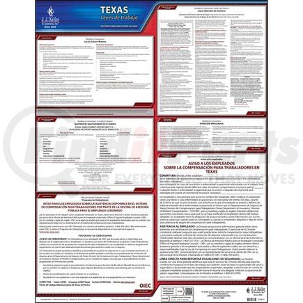 37917 by JJ KELLER - 2021 Texas & Federal Labor Law Posters - State Only Poster (Spanish) w/ Workers' Comp