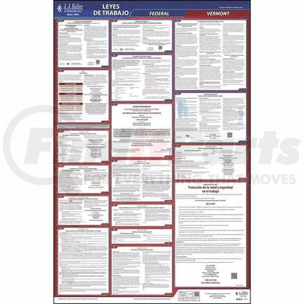 41518 by JJ KELLER - 2021 Vermont & Federal Labor Law Posters - All-In-One State & Federal Poster (Spanish)