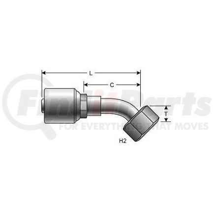 4G-6FFORX45 by GATES - FITTING 45 ELBOW - 1/4 HOSE X 3/8 FEM O.R. SWIVEL