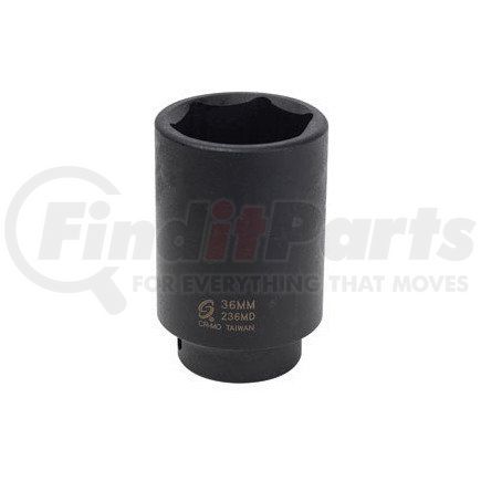 236MD by SUNEX TOOLS - 1/2" Drive Deep Impact Socket, 36mm