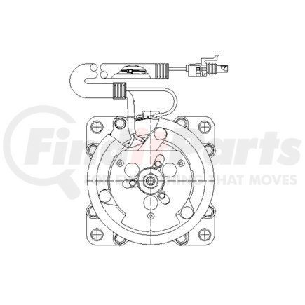 22-59342-000 by FREIGHTLINER - A/C Compressor - 12V, Poly-V, Ear Mount, 7 Cylinder, 8 Groove, Horizontal