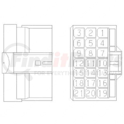 23-13149-010 by FREIGHTLINER - Plug - 21 Cavity, Mcp2.8, Ai, Brown, A-Key