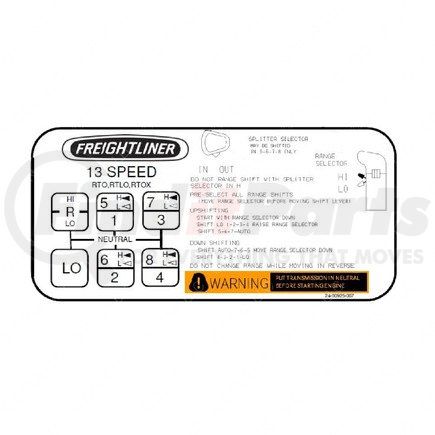 24-00925-007 by FREIGHTLINER - Multi-Purpose Decal - Shift Pattern