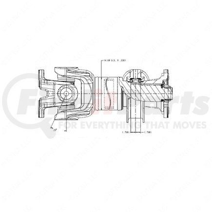 A09-70006-522 by FREIGHTLINER - Driveline - RPL35, Flange, Midship, 52.5 Inch, Phased