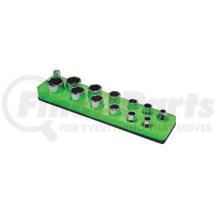 718 by MECHANIC'S TIME SAVERS - 3/8 in. Drive Magnetic Neon Green Socket Holder   5.5-22mm