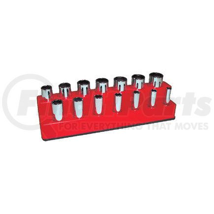 1487 by MECHANIC'S TIME SAVERS - 3/8 in. Drive 14 Hole Rocket Red Impact Socket Holder
