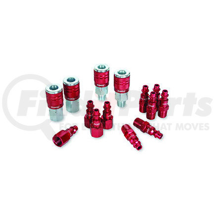 A73458D by LEGACY MFG. CO. - ColorConnex Type D, 14pc, 1/4" Body Coupler and Plug Kit red anodized