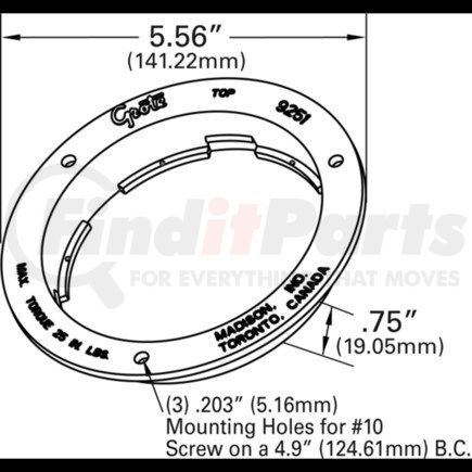 GRO 92513 by FREIGHTLINER - CHROME MOUNTING FLAN