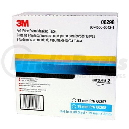 06298 by 3M - Soft Edge Foam Masking Tape, 19 mm x 35 m, 1 per case