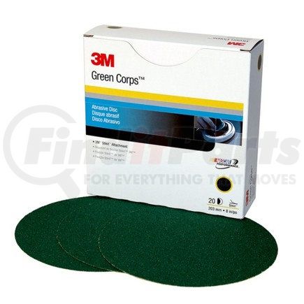 3M 01551 Abrasive Conversion Disc / Strips Green Corps Stikit Production 251U 8" 36 Grit Aluminum Oxide Non-Vacuum PSA Disc