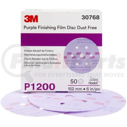 30768 by 3M - Hookit™ Purple Finishing Film Abrasive Disc 260L, 6 in, Dust Free, P1200, 50 discs per carton, 4 cartons per case