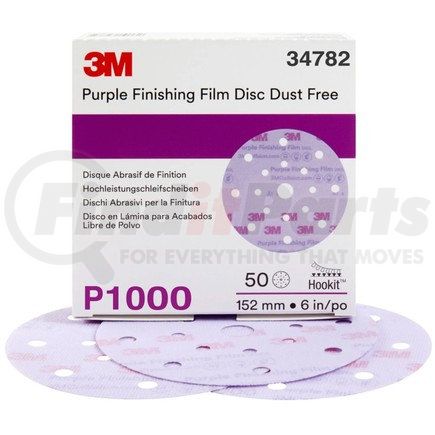 34782 by 3M - Hookit™ Purple Finishing Film Abrasive Disc 260L, 6 in, Dust Free, P1000, 50 discs per carton, 4 cartons per case