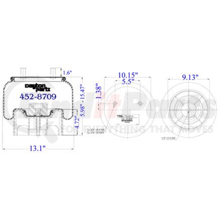 452-8709 by DAYTON PARTS - Air Spring - Rolling Lobe