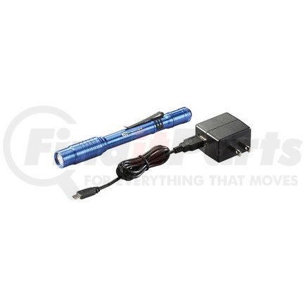 66139 by STREAMLIGHT - Stylus Pro® USB Rechargeable Penlight with 120V AC Adapter, USB Cord, and Nylon Holster, Blue