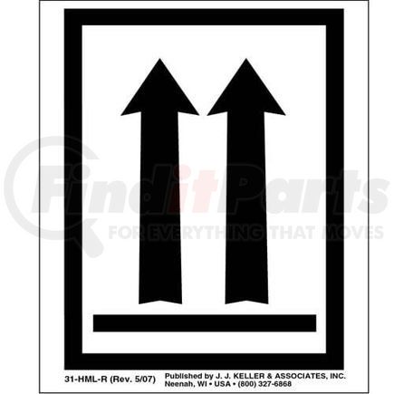 1016 by JJ KELLER - This End Up Orientation Arrows Package Marking - Paper, 500 Labels/Roll – 3.5" x 4.5"