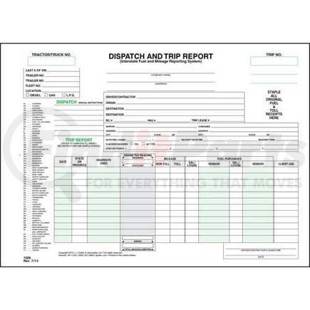 1026 by JJ KELLER - Dispatch and Trip Report - Horizontal, Snap-Out Format, 2-Ply w/ Carbon - Snap-Out Format, Horizontal, 2-Ply