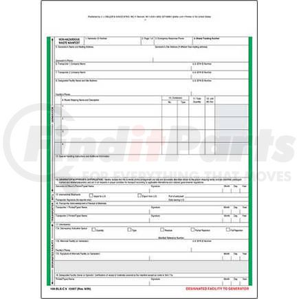 10497 by JJ KELLER - Non-Hazardous Waste Manifest - Snap-Out Format, 6-Ply - Snap-out format, 6-ply, 8-1/2" x 11-3/4"