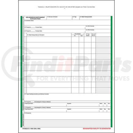 10501 by JJ KELLER - Non-Hazardous Waste Manifest Continuation Sheet - Snap-Out Format, 6-Ply - Snap-out format, 6-ply, 8-1/2" x 11-3/4"