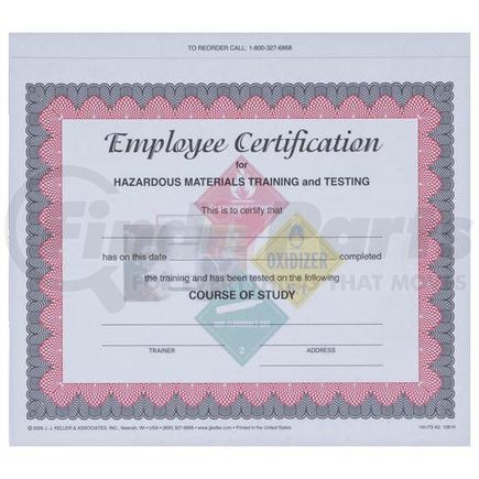 10614 by JJ KELLER - Hazmat Employee Training Certificate