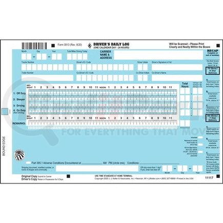 11117 by JJ KELLER - J. J. Keller's Log Auditing Service-Scannable California & Texas Rule Set Logs - Stock - Stock Log