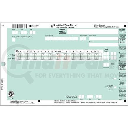 11116 by JJ KELLER - J. J. Keller's Log Auditing Service - Scannable 100/150 Air Mile Radius Time Record - Book Format, Stock - Stock Log