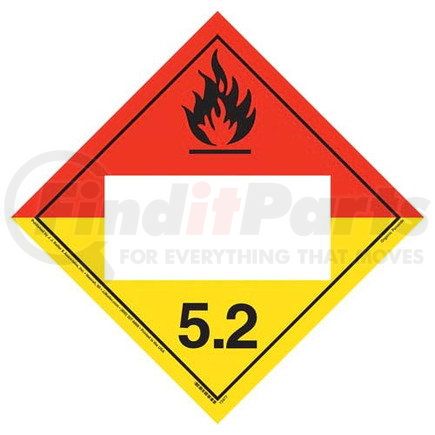 12477 by JJ KELLER - Division 5.2 Organic Peroxide Placard - Blank - Blank, 4 mil Vinyl Removable Adhesive