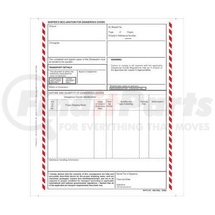 1264 by JJ KELLER - Shipper's Declaration For Dangerous Goods - 4-Ply, Carbonless - 4-ply, carbonless, 8 1/2"  x 11"