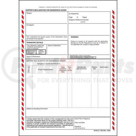 1265 by JJ KELLER - Shipper's Declaration For Dangerous Goods - 3-Ply w/ Carbon - 3-ply, carbon, 8 1/2" x 11 3/4"