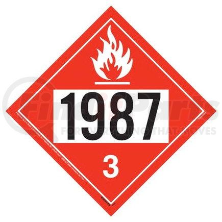 11920 by JJ KELLER - 1987 Placard - Class 3 Flammable Liquid - 4 mil Vinyl Permanent Adhesive