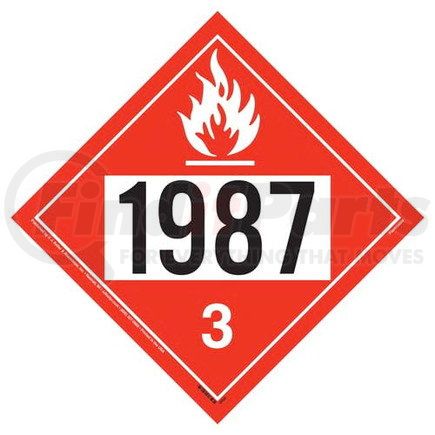 11921 by JJ KELLER - 1987 Placard - Class 3 Flammable Liquid - 20 mil Polystyrene, Unlaminated