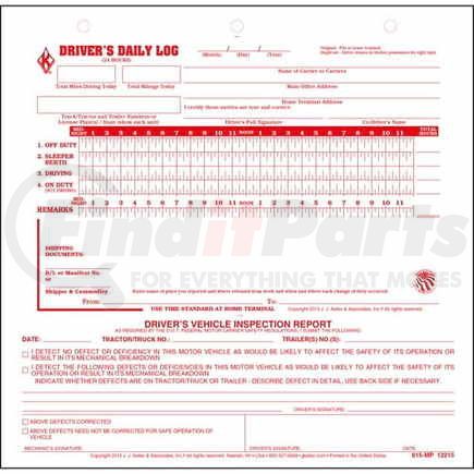 12215 by JJ KELLER - Mid-Size Daily Log, 2-Ply, Carbonless, w/Simplified DVIR - Retail Packaging - 31 Sets of Forms per Pack