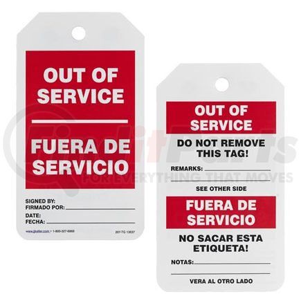 13637 by JJ KELLER - Bilingual Lockout/Tagout Tag - Out of Service - Out of Service
