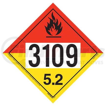 13740 by JJ KELLER - 3109 Placard - Division 5.2 Organic Peroxide - 4 mil Vinyl Removable Adhesive