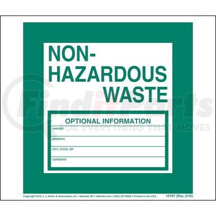 13797 by JJ KELLER - Non-Hazardous Waste Labels - Poly, Continuous (Pin-Feed), 500 Labels/Pk, Fanfolded