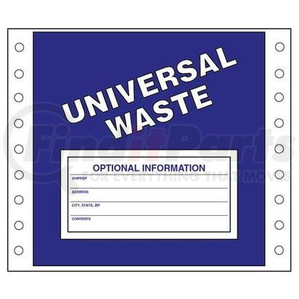 13799 by JJ KELLER - Universal Waste Labels - Paper, Continuous (Pin-Feed), 500 Labels/Pk, Fanfolded