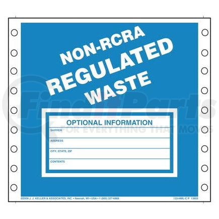 13805 by JJ KELLER - Non-RCRA Regulated Waste Labels - Paper, Continuous (Pin-Feed), 500 Labels/Pk, Fanfolded