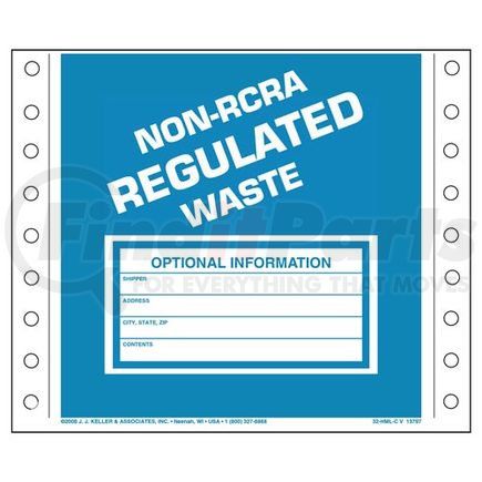 13806 by JJ KELLER - Non-RCRA Regulated Waste Labels - Vinyl, Continuous (Pin-Feed), 500 Labels/Pk, Fanfolded