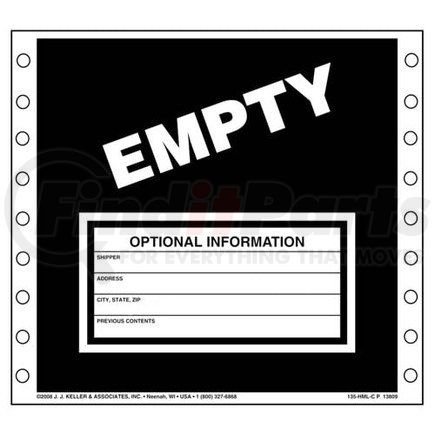 13809 by JJ KELLER - Waste Labels - Empty - Paper, Continuous (Pin-Feed), 500 Labels/Pk, Fanfolded